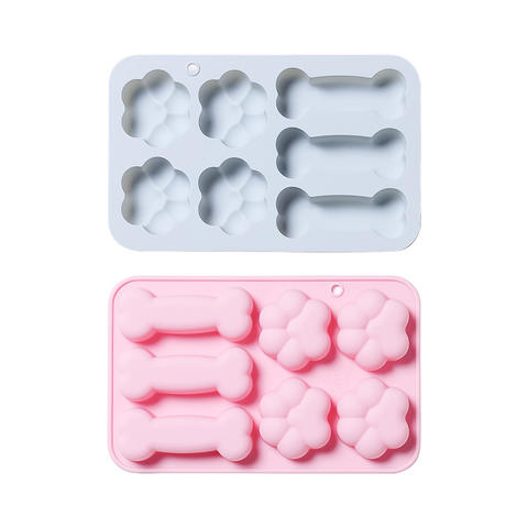 AE049 Free Food Grade Non Stick 7 Holes Cute Bone Paw Shape Silicone Molds for Soap Cake Chocolate Making