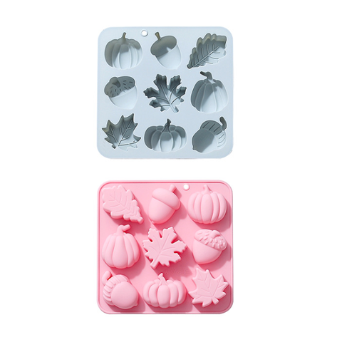 AE052 New Fondant Baking Tool 6 Holes Pumpkin and Acorn Cake Silicone Mold 9 Holes Soap Mold Chocolate Ice Silicone Mold